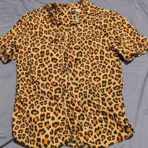 Leopard print button down